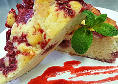 Raspberry-Rhubarb Pudding Cake 